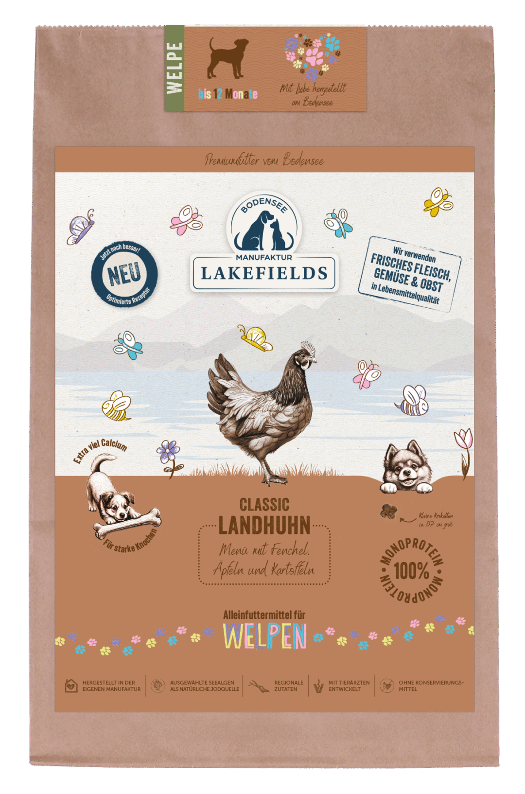 LAKEFIELDS Trockenfutter-Menü Huhn für Welpen, 2,5 kg