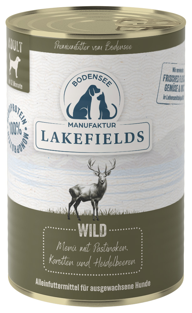LAKEFIELDS Dosenfleisch-Menü Wild, 400 g für ausgewachsene Hunde