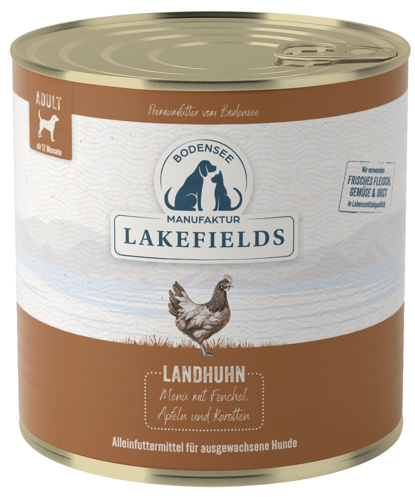 LAKEFIELDS Dosenfleisch-Menü Huhn, 800 g für ausgewachsene Hunde