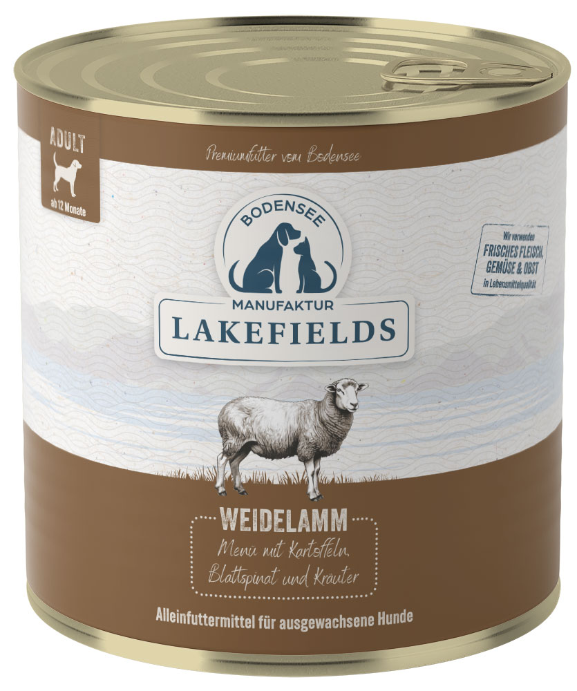 LAKEFIELDS Dosenfleisch-Menü Lamm, 800 g für ausgewachsene Hunde