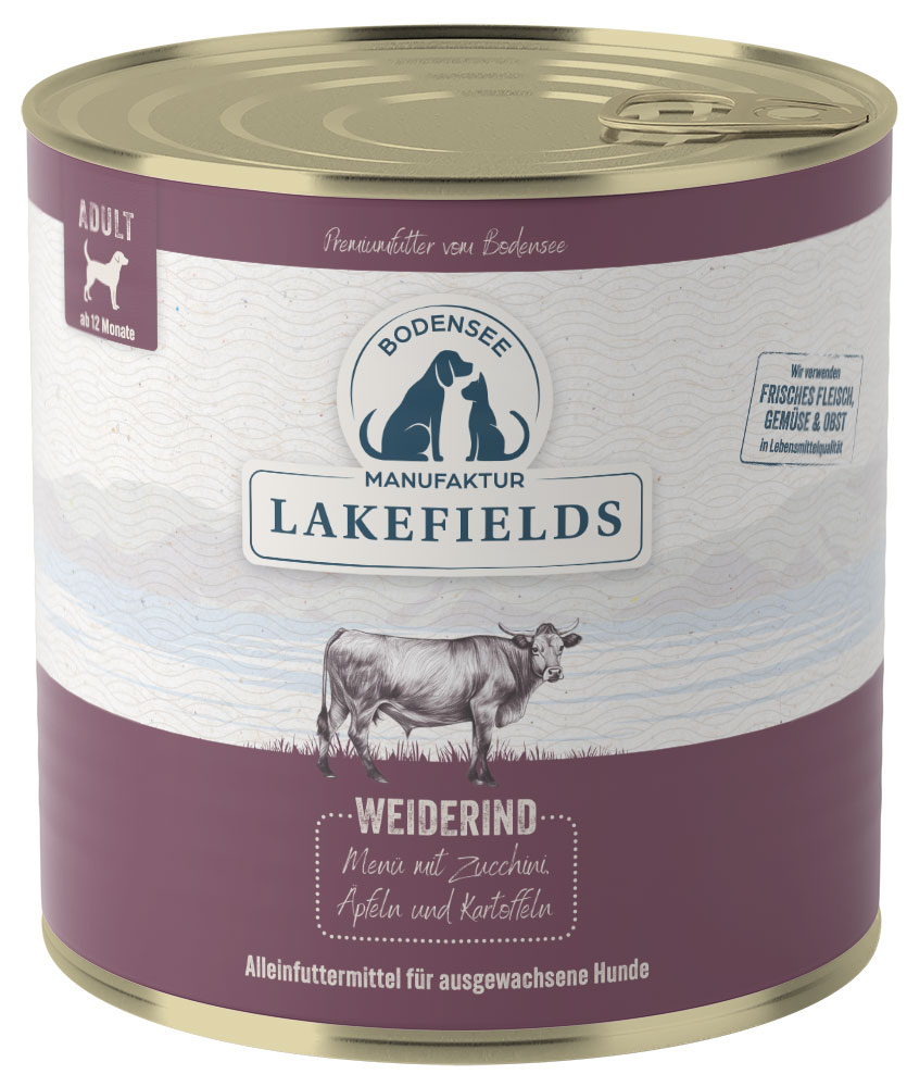 LAKEFIELDS Dosenfleisch-Menü Rind, 800 g für ausgewachsene Hunde